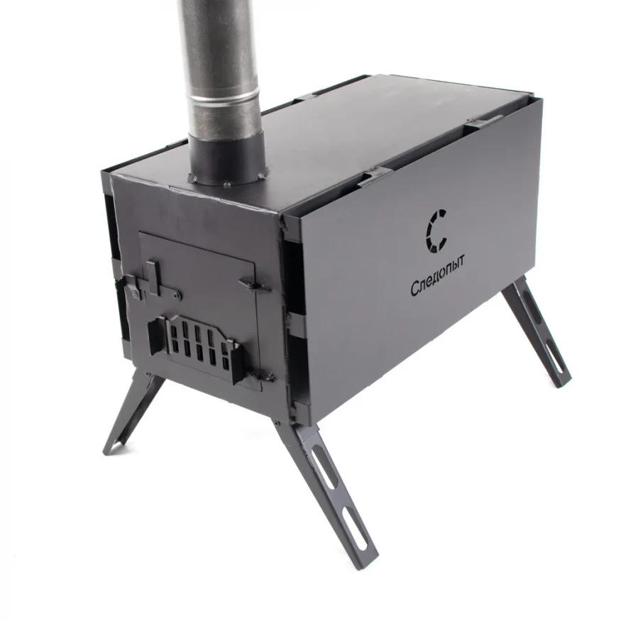 Печь дровяная Light большая, сталь 1 мм (с экранами и угловыми трубами), СЛЕДОПЫТ