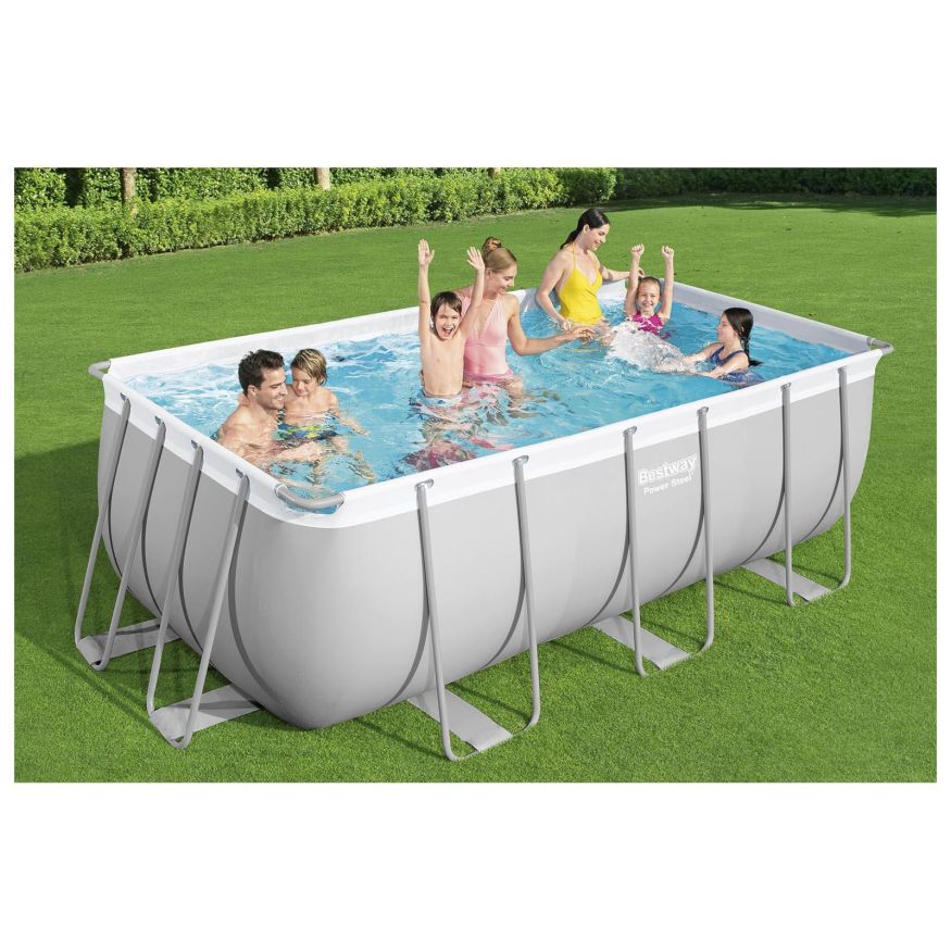Бассейн каркасный Power Steel, 412 х 201 х 122 см с лестницей и картриджным фильтром 2006л/ч